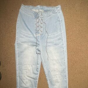 Light Blue Lace-Up Jeans